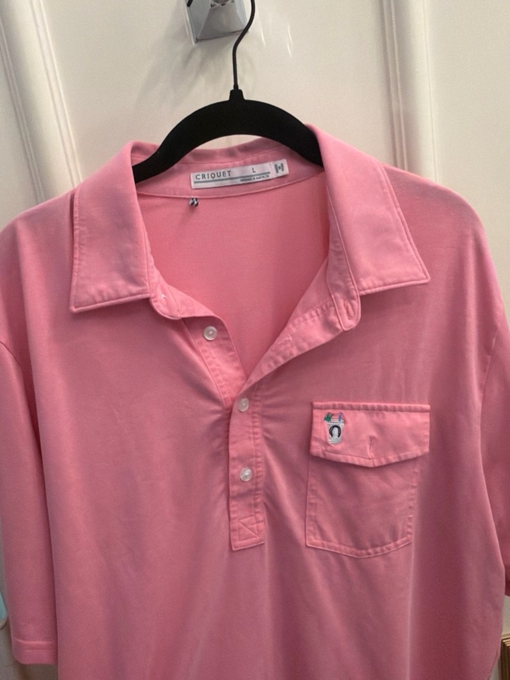 Criquet Pink Short-Sleeve Polo with Chest Pocket